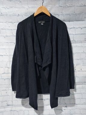 Barefoot Dreams CozyChic Lite Cardigan Black Open Front Drape Sweater S/M FAIR